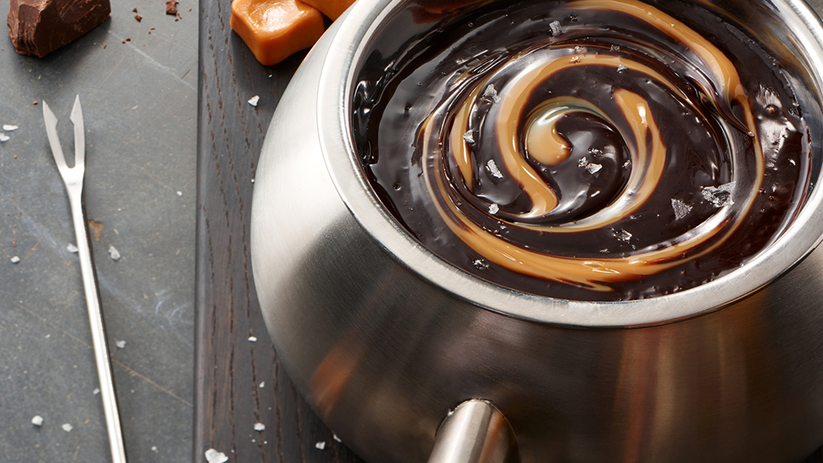 The Melting Pot signature dishes The Original w/ Crunchy Peanut ButterPure ChocolateChocolate Smores